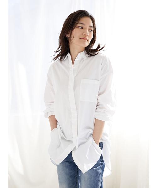 AMERICAN HOLIC（アメリカンホリック）の「綿ビエラ比翼シャツチュニック＊（シャツ/ブラウス・レディース・ストライプ/ネイビー/ブルー系その他7/オフホワイト/ベージュ/サックスブルー/ホワイト系その他7・M/L）」の12枚目の写真