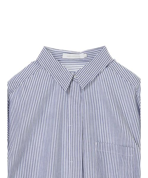 AMERICAN HOLIC（アメリカンホリック）の「綿ビエラ比翼シャツチュニック＊（シャツ/ブラウス・レディース・ストライプ/ネイビー/ブルー系その他7/オフホワイト/ベージュ/サックスブルー/ホワイト系その他7・M/L）」の18枚目の写真