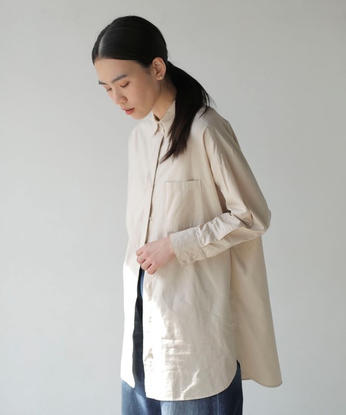 AMERICAN HOLIC（アメリカンホリック）の「綿ビエラ比翼シャツチュニック＊（シャツ/ブラウス・レディース・ストライプ/ネイビー/ブルー系その他7/オフホワイト/ベージュ/サックスブルー/ホワイト系その他7・M/L）」の4枚目の写真