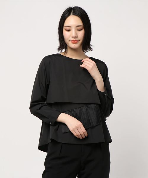 RAW FUDGE（ローファッジ）の「ポイントプリーツブラウス（シャツ/ブラウス・レディース・ブラック/ベージュ/オフホワイト・M）」の3枚目の写真