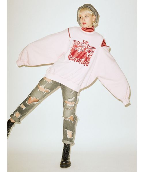 jouetie（ジュエティ）の「ダメージボーイズデニム（デニムパンツ・レディース・ライトブルー/ブラック・MEDIUM/SMALL）」の18枚目の写真