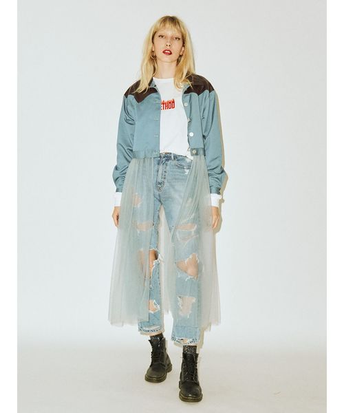 jouetie（ジュエティ）の「ダメージボーイズデニム（デニムパンツ・レディース・ライトブルー/ブラック・MEDIUM/SMALL）」の15枚目の写真