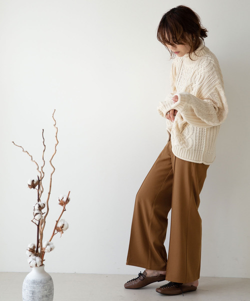 rectangle（レクタングル）の「センターシームワイドパンツ（その他パンツ・レディース・サンドベージュ/ブラック/ブラウン・SMALL/MEDIUM）」の7枚目の写真