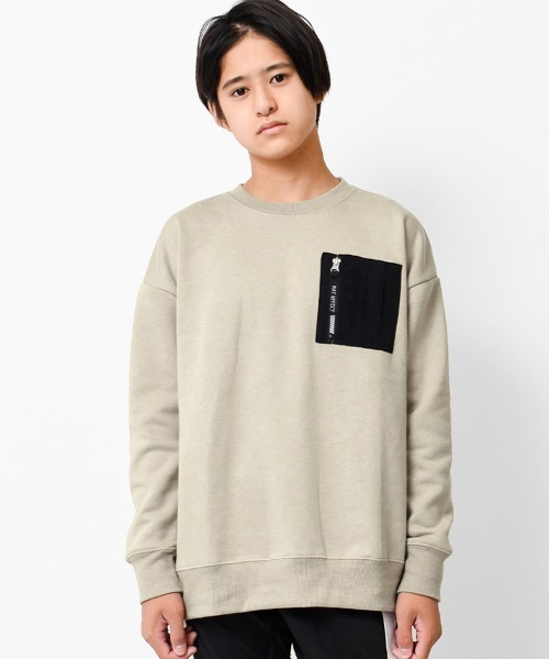 RAT EFFECT（ラットエフェクト）の「【裏起毛】MA-1ビッグトレーナー（スウェット・キッズ・チャコールグレー/ブラック/ベージュ/ブラウン/グレー/カーキ/ライトブルー・120/130/140/150/160/170）」の6枚目の写真