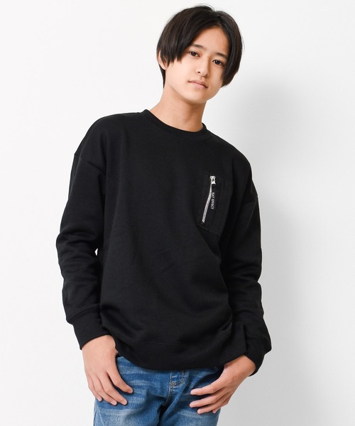 RAT EFFECT（ラットエフェクト）の「【裏起毛】MA-1ビッグトレーナー（スウェット・キッズ・チャコールグレー/ブラック/ベージュ/ブラウン/グレー/カーキ/ライトブルー・120/130/140/150/160/170）」の2枚目の写真