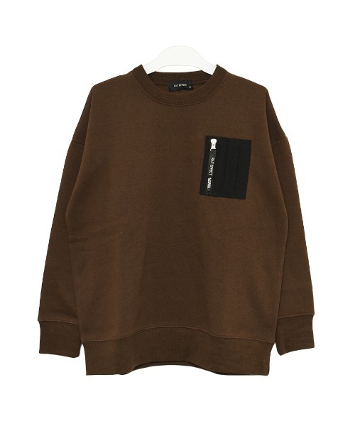 RAT EFFECT（ラットエフェクト）の「【裏起毛】MA-1ビッグトレーナー（スウェット・キッズ・チャコールグレー/ブラック/ベージュ/ブラウン/グレー/カーキ/ライトブルー・120/130/140/150/160/170）」の10枚目の写真