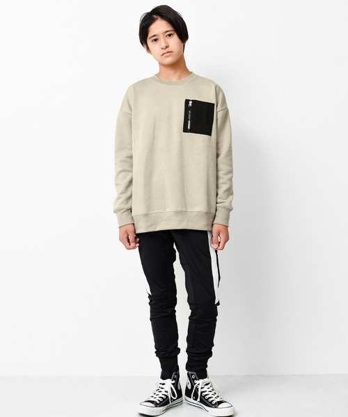 RAT EFFECT（ラットエフェクト）の「【裏起毛】MA-1ビッグトレーナー（スウェット・キッズ・チャコールグレー/ブラック/ベージュ/ブラウン/グレー/カーキ/ライトブルー・120/130/140/150/160/170）」の16枚目の写真