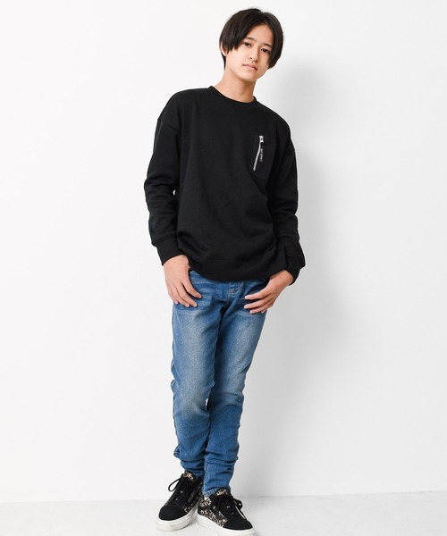 RAT EFFECT（ラットエフェクト）の「【裏起毛】MA-1ビッグトレーナー（スウェット・キッズ・チャコールグレー/ブラック/ベージュ/ブラウン/グレー/カーキ/ライトブルー・120/130/140/150/160/170）」の11枚目の写真