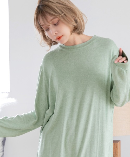 Dita（ディータ）の「ゆるてろカチオン素材チュニックワンピースルームウェア パジャマ（ルームワンピース・レディース・アイボリー/ナチュラル/サックスブルー/ブラック/アッシュブラウン/オリーブ/ブルーグレー/ラベンダー・L/M）」の17枚目の写真