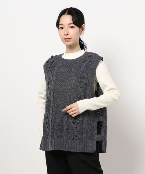 Samansa Mos2（サマンサ モスモス）の「柄編み脇開きベスト