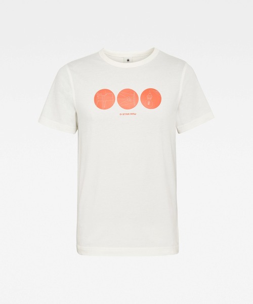 G-STAR（ジースター）の「CIRCLE OBJECT BACK GRAPHIC T-SHIRT（Tシャツ/カットソー・メンズ・ベージュ/オフホワイト/ダークブルー・SMALL/MEDIUM/LARGE/X-LARGE/X-SMALL/XX-SMALL）」の2枚目の写真