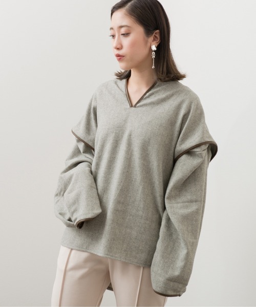 Ambre Neige(アンブルネージュ)の「ヘリンボーンワイドプルオーバー/【WEB/EC限定商品】(Tシャツ/カットソー・レディース・ベージュ/モカ・FREE)」の8枚目の写真