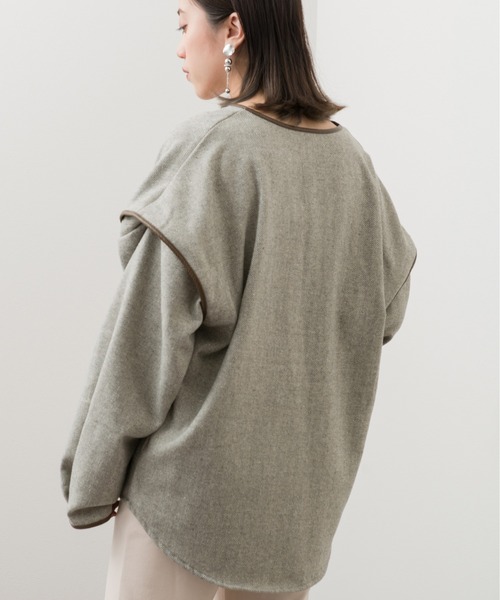 Ambre Neige(アンブルネージュ)の「ヘリンボーンワイドプルオーバー/【WEB/EC限定商品】(Tシャツ/カットソー・レディース・ベージュ/モカ・FREE)」の3枚目の写真