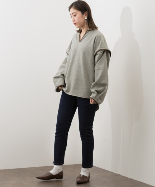 Ambre Neige(アンブルネージュ)の「ヘリンボーンワイドプルオーバー/【WEB/EC限定商品】(Tシャツ/カットソー・レディース・ベージュ/モカ・FREE)」の5枚目の写真