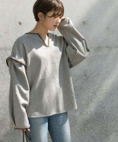 Ambre Neige(アンブルネージュ)の「ヘリンボーンワイドプルオーバー/【WEB/EC限定商品】(Tシャツ/カットソー・レディース・ベージュ/モカ・FREE)」の18枚目の写真