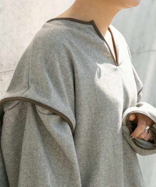 Ambre Neige(アンブルネージュ)の「ヘリンボーンワイドプルオーバー/【WEB/EC限定商品】(Tシャツ/カットソー・レディース・ベージュ/モカ・FREE)」の16枚目の写真