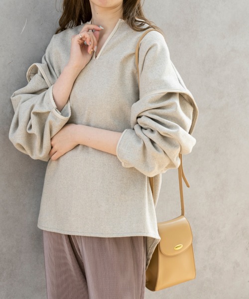 Ambre Neige(アンブルネージュ)の「ヘリンボーンワイドプルオーバー/【WEB/EC限定商品】(Tシャツ/カットソー・レディース・ベージュ/モカ・FREE)」の13枚目の写真