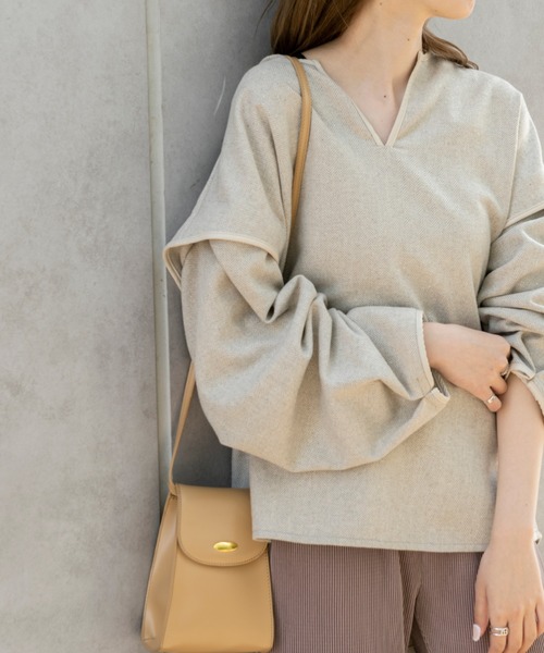 Ambre Neige(アンブルネージュ)の「ヘリンボーンワイドプルオーバー/【WEB/EC限定商品】(Tシャツ/カットソー・レディース・ベージュ/モカ・FREE)」の15枚目の写真
