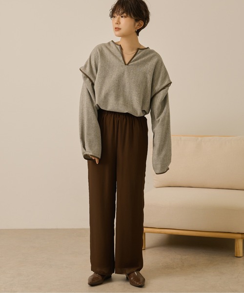 Ambre Neige(アンブルネージュ)の「ヘリンボーンワイドプルオーバー/【WEB/EC限定商品】(Tシャツ/カットソー・レディース・ベージュ/モカ・FREE)」の17枚目の写真