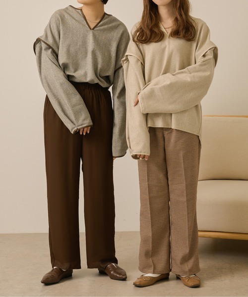 Ambre Neige(アンブルネージュ)の「ヘリンボーンワイドプルオーバー/【WEB/EC限定商品】(Tシャツ/カットソー・レディース・ベージュ/モカ・FREE)」の9枚目の写真