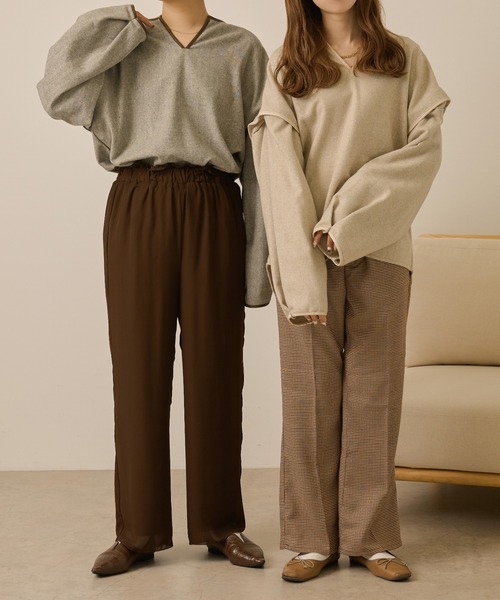 Ambre Neige(アンブルネージュ)の「ヘリンボーンワイドプルオーバー/【WEB/EC限定商品】(Tシャツ/カットソー・レディース・ベージュ/モカ・FREE)」の10枚目の写真