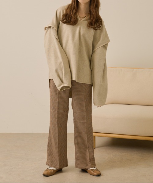 Ambre Neige(アンブルネージュ)の「ヘリンボーンワイドプルオーバー/【WEB/EC限定商品】(Tシャツ/カットソー・レディース・ベージュ/モカ・FREE)」の12枚目の写真