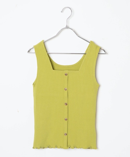WEGO（ウィゴー）の「WEGO/リブフロントボタンタンクトップ（タンクトップ・レディース・ブラック/ホワイト/イエロー/ライトブラウン/オレンジ/ライム/カーキ/ブルー系その他・FREE）」の9枚目の写真
