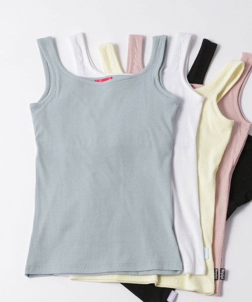 repipi armario（レピピ アルマリオ）の「パッド付きリブタンクトップ（タンクトップ・キッズ・ブラック/ホワイト/ライトピンク/サックスブルー/ゴールド・MEDIUM/LARGE/SMALL）」の4枚目の写真