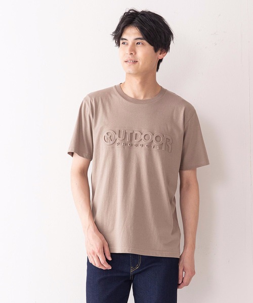 OUTDOOR PRODUCTS APPAREL(アウトドアプロダクツアパレル)の「エンボスブランドロゴTシャツ 同色プリント ユニセックス(Tシャツ/カットソー・メンズ・ホワイト/ベージュ/カーキ/ダークブルー/ブラック/ダークグリーン/ブラウン/ネイビー/ダークベージュ・SMALL/MEDIUM/LARGE/X-LARGE)」の5枚目の写真