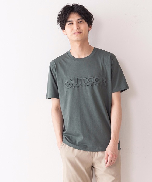 OUTDOOR PRODUCTS APPAREL(アウトドアプロダクツアパレル)の「エンボスブランドロゴTシャツ 同色プリント ユニセックス(Tシャツ/カットソー・メンズ・ホワイト/ベージュ/カーキ/ダークブルー/ブラック/ダークグリーン/ブラウン/ネイビー/ダークベージュ・SMALL/MEDIUM/LARGE/X-LARGE)」の6枚目の写真