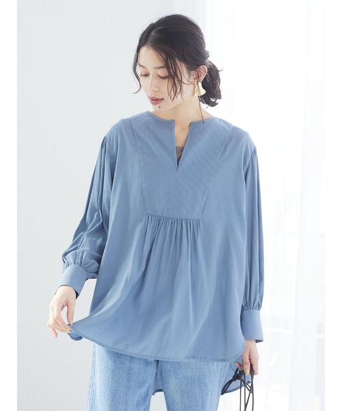 Green　Parks（グリーンパークス）の「フレアブラウス＊（Tシャツ/カットソー・レディース・ベージュ/オフホワイト/ブルー・FREE）」の14枚目の写真