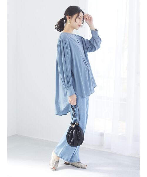 Green　Parks（グリーンパークス）の「フレアブラウス＊（Tシャツ/カットソー・レディース・ベージュ/オフホワイト/ブルー・FREE）」の15枚目の写真