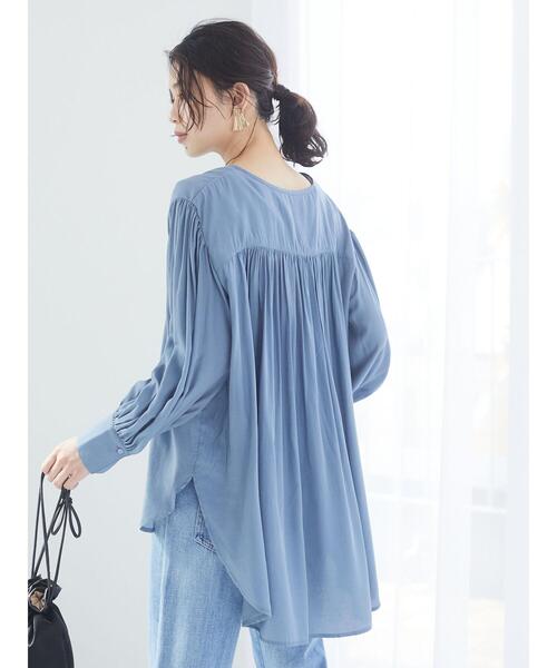 Green　Parks（グリーンパークス）の「フレアブラウス＊（Tシャツ/カットソー・レディース・ベージュ/オフホワイト/ブルー・FREE）」の19枚目の写真