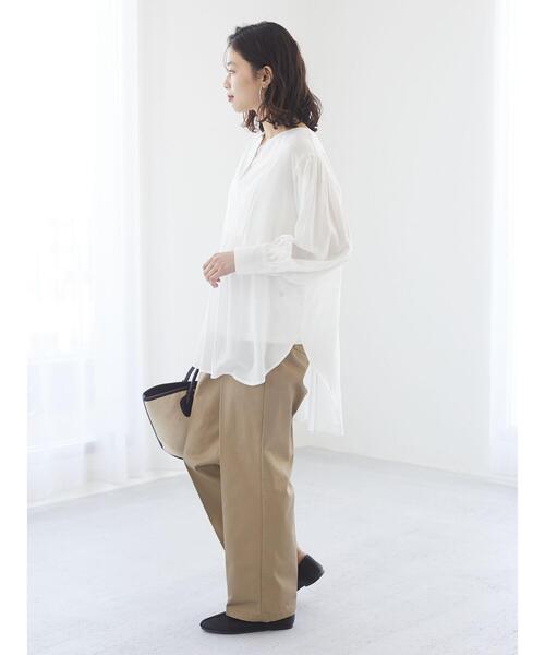 Green　Parks（グリーンパークス）の「フレアブラウス＊（Tシャツ/カットソー・レディース・ベージュ/オフホワイト/ブルー・FREE）」の8枚目の写真