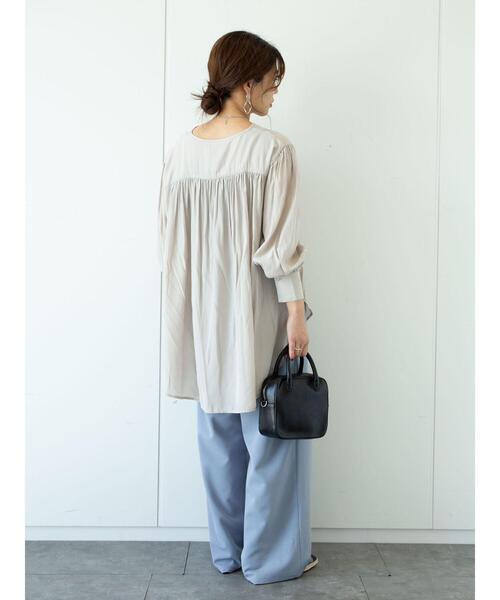 Green　Parks（グリーンパークス）の「フレアブラウス＊（Tシャツ/カットソー・レディース・ベージュ/オフホワイト/ブルー・FREE）」の11枚目の写真