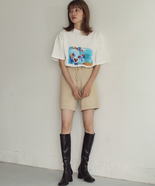 CLEIO（クレイオ）の「【CLEIO】ウォーターペイントTシャツ（Tシャツ/カットソー・レディース・ホワイト/ベージュ/ホワイト系その他/ベージュ系その他・FREE）」の5枚目の写真