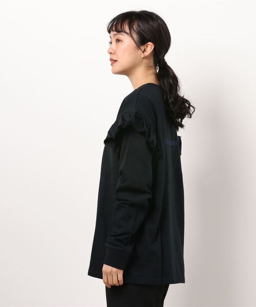 CONVERSE STARS(コンバーススターズ)の「袖フリルプルオーバー(Tシャツ/カットソー・レディース・ホワイト/ブラック・FREE)」の5枚目の写真