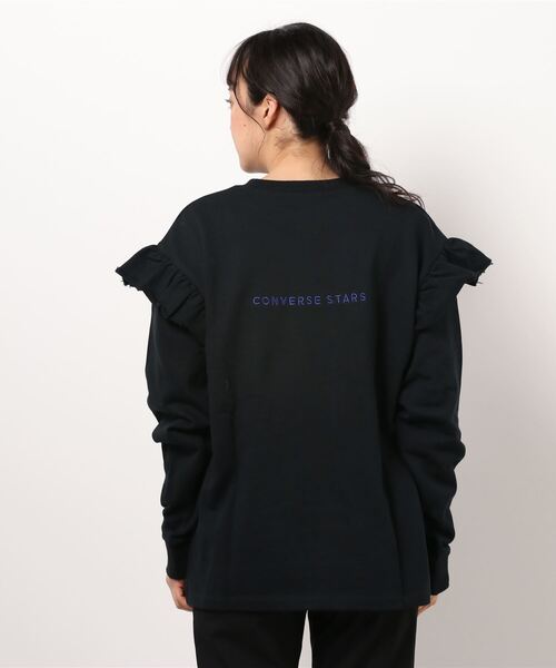 CONVERSE STARS(コンバーススターズ)の「袖フリルプルオーバー(Tシャツ/カットソー・レディース・ホワイト/ブラック・FREE)」の4枚目の写真