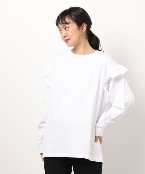 CONVERSE STARS(コンバーススターズ)の「袖フリルプルオーバー(Tシャツ/カットソー・レディース・ホワイト/ブラック・FREE)」の17枚目の写真