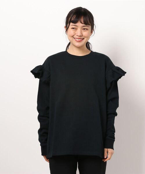 CONVERSE STARS(コンバーススターズ)の「袖フリルプルオーバー(Tシャツ/カットソー・レディース・ホワイト/ブラック・FREE)」の16枚目の写真