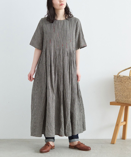 美品 l'atelier du savon ⿻ Aライン ワンピース 飾りボタン l'atelier du savon（アトリエドサボン）の「○さくらんぼレース