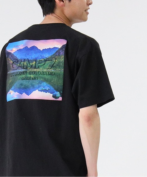 CAMP7（キャンプセブン）の「【CAMP7】エンボスフォトＴシャツ（Tシャツ/カットソー・メンズ・ブラック/オリーブ/ホワイト・L/M/XL）」の3枚目の写真