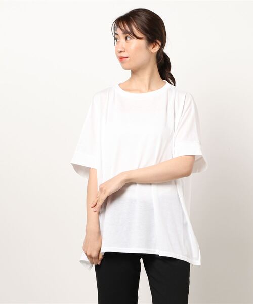Samansa Mos2 blue(サマンサモスモスブルー)の「ポンチョTEE(Tシャツ/カットソー・レディース・ブラウン/オフホワイト/サックスブルー・フリ-)」の6枚目の写真