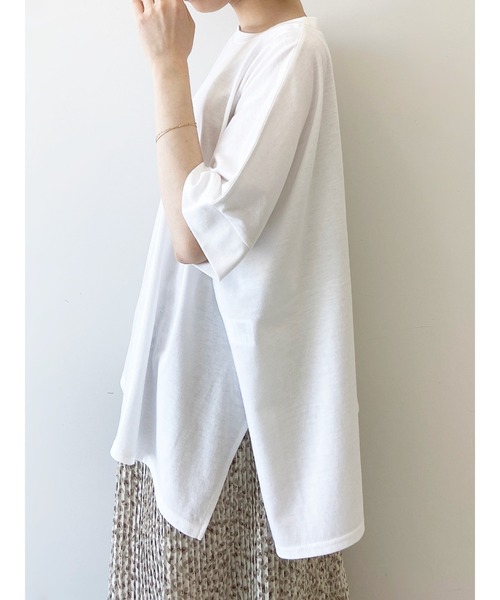 Samansa Mos2 blue(サマンサモスモスブルー)の「ポンチョTEE(Tシャツ/カットソー・レディース・ブラウン/オフホワイト/サックスブルー・フリ-)」の7枚目の写真