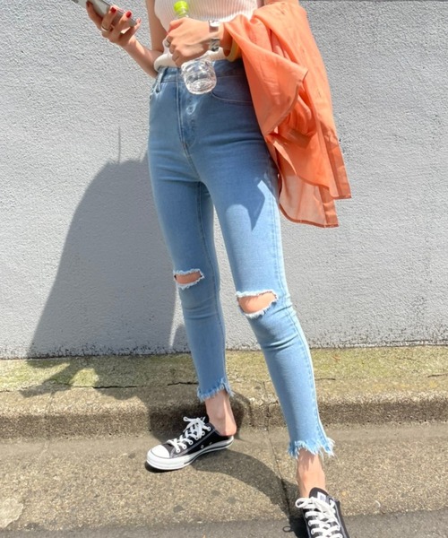 Wego カットオフデニムスキニーパンツ