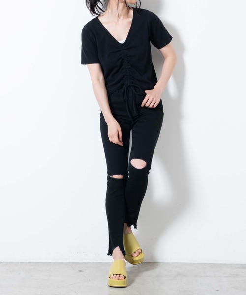 WEGO(ウィゴー)の「WEGO/カットオフデニムスキニーパンツ(デニムパンツ・レディース・ブラック/スカイブルー・SMALL/MEDIUM)」の22枚目の写真