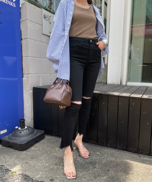 WEGO(ウィゴー)の「WEGO/カットオフデニムスキニーパンツ(デニムパンツ・レディース・ブラック/スカイブルー・SMALL/MEDIUM)」の13枚目の写真