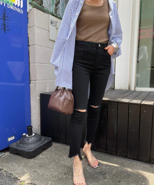 WEGO(ウィゴー)の「WEGO/カットオフデニムスキニーパンツ(デニムパンツ・レディース・ブラック/スカイブルー・SMALL/MEDIUM)」の15枚目の写真