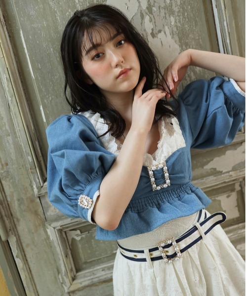 Swankiss（スワンキス）の「TS denim puff TOPS（その他トップス・レディース・ブラック/ピンク/ブルー・FREE）」の6枚目の写真