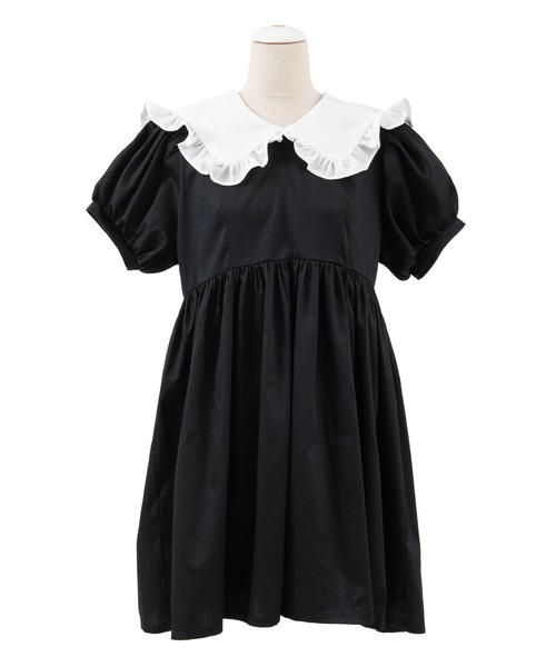 PUNYUS（プニュズ）の「半袖フリルカラーワンピース（ワンピース・レディース・ブラック・1/2/4/3）」の9枚目の写真